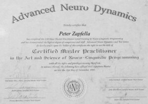 Certified Master Practitioner of Neuro Linguistic Programming min © Copyright 2020 Peter Zapfella.